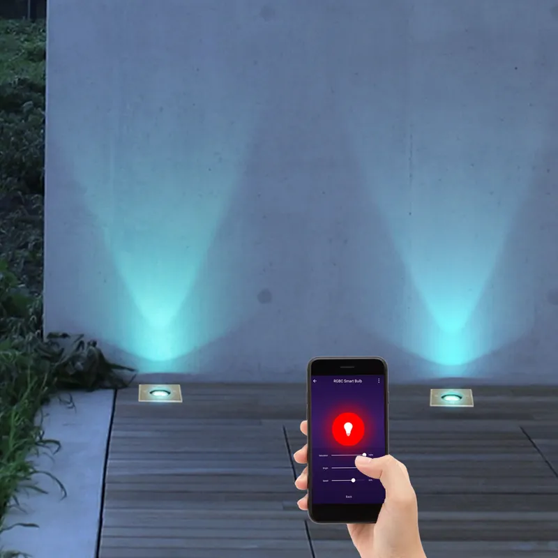 Dagaanbieding Set van 2 RGB LED inbouwspots, buiten, roestvrij staal, app-bediening