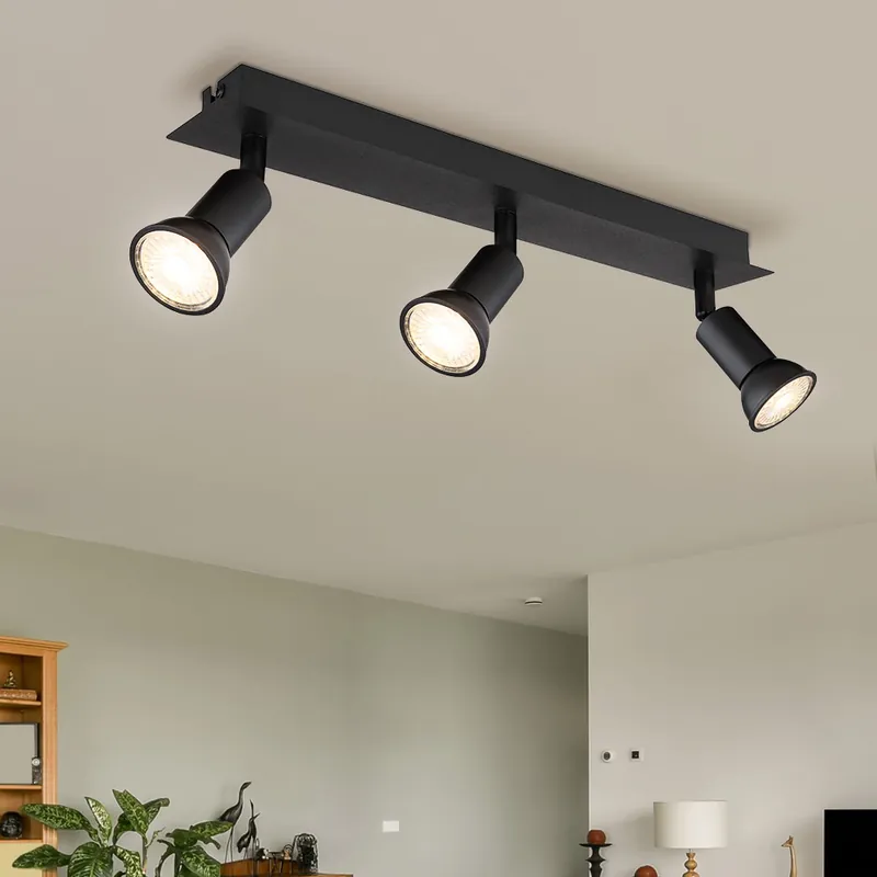 Plafondspot, zwart, beweegbare spots, L 40 cm Merkproduct