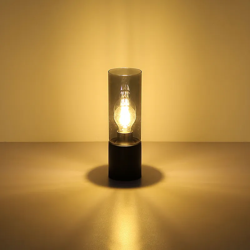 Tafellamp, glas, tip aan/uit, H 30 cm, zwart Uitverkoop