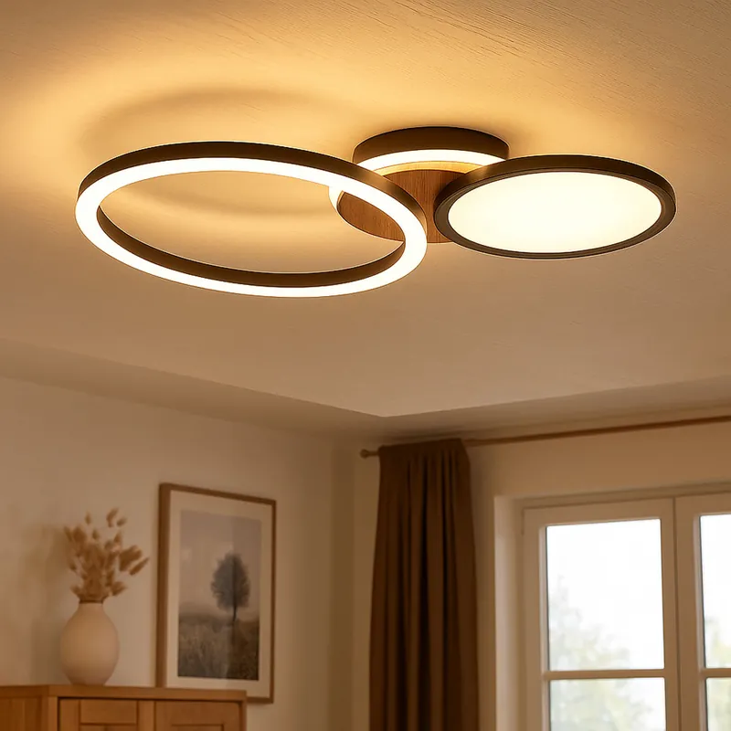 Must-Have LED plafondlamp, hout, zwart, beweegbaar, L 51,5 cm