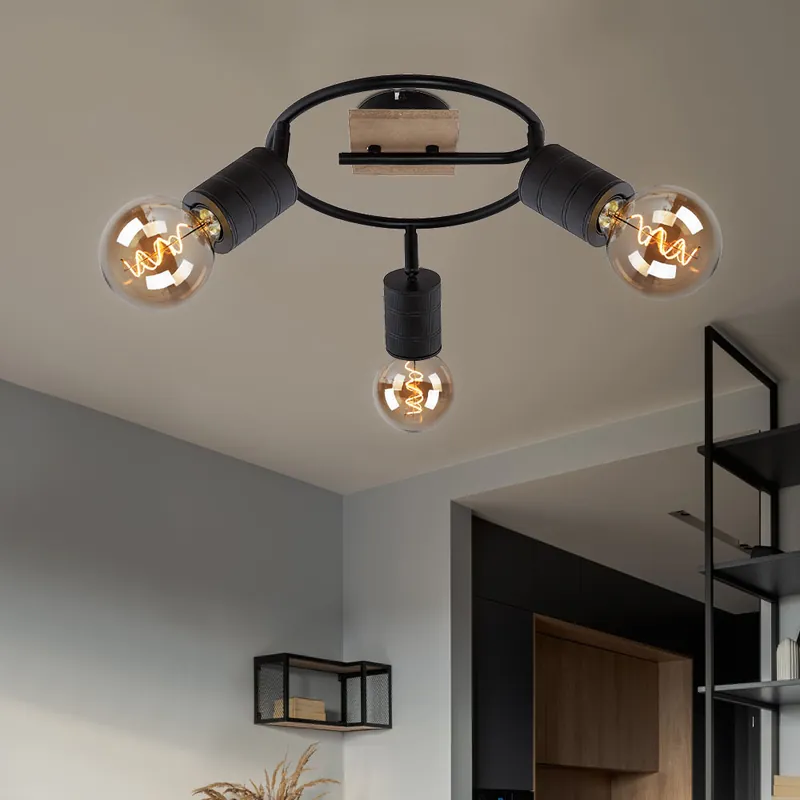 Plafondlamp, beweegbaar, donkerbruin zwart, D 29 cm Gratis Retour