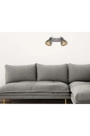 Actieprijs Wandlamp, verplaatsbare spots, decoratieve sleuven, grijs , L 30 cm