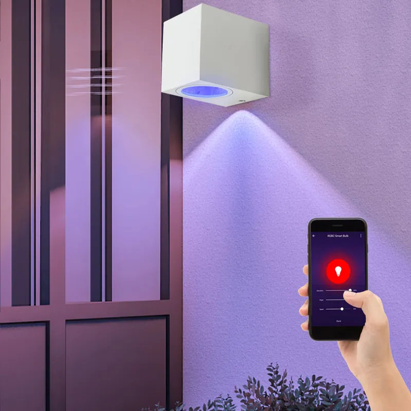 RGB LED wandlamp, buiten, wit, app-bediening, H 8 cm Seizoensaanbieding
