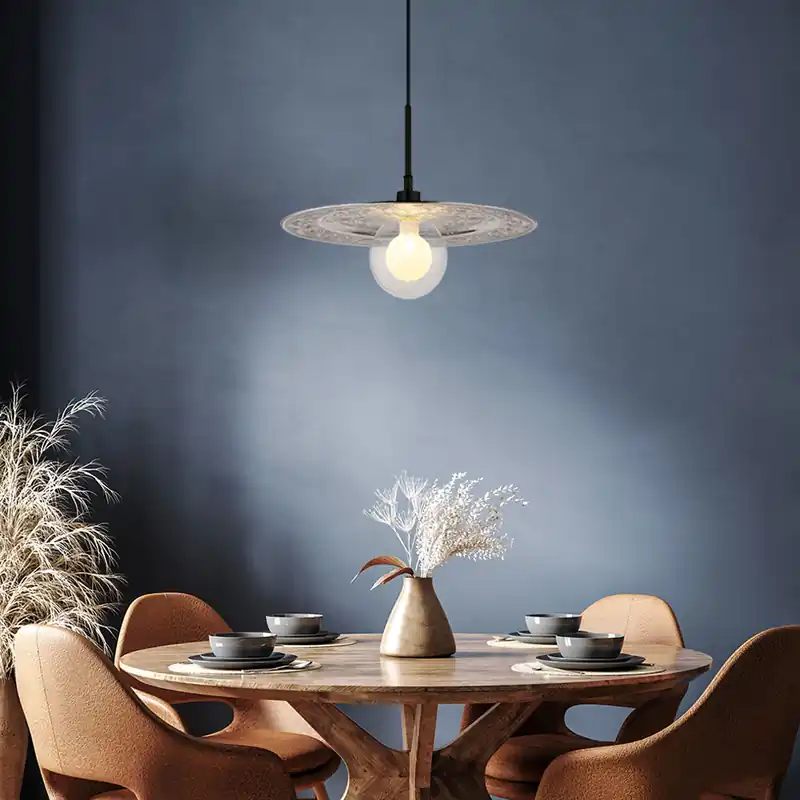 Beperkt Aanbod Hanglamp, plaat ontwerp, zilver, opaal glas, D 33 cm