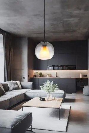 Actieprijs Hanglamp, glazen bol, kristal, rook, zwart, H 120 cm