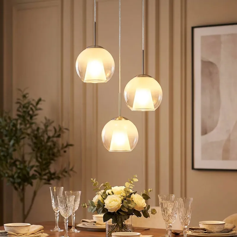 Seizoensaanbieding Hanglamp, glazen bol, opaal, verchroomd, D 45 cm
