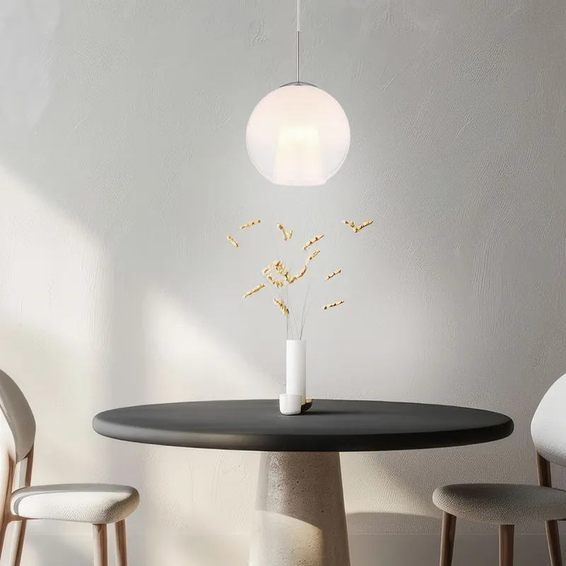 Hanglamp, bol, glas, opaal helder, D 25 cm Merkproduct