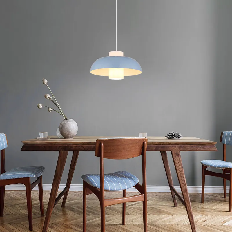 Hanglamp, glas, opaal, blauw, D 38 cm Op = Op