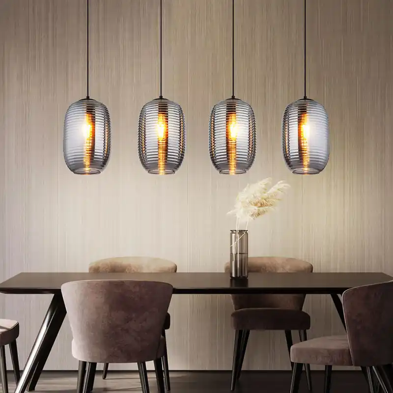 Hanglamp, metaal, zwart, rookkleurig glas Bestseller