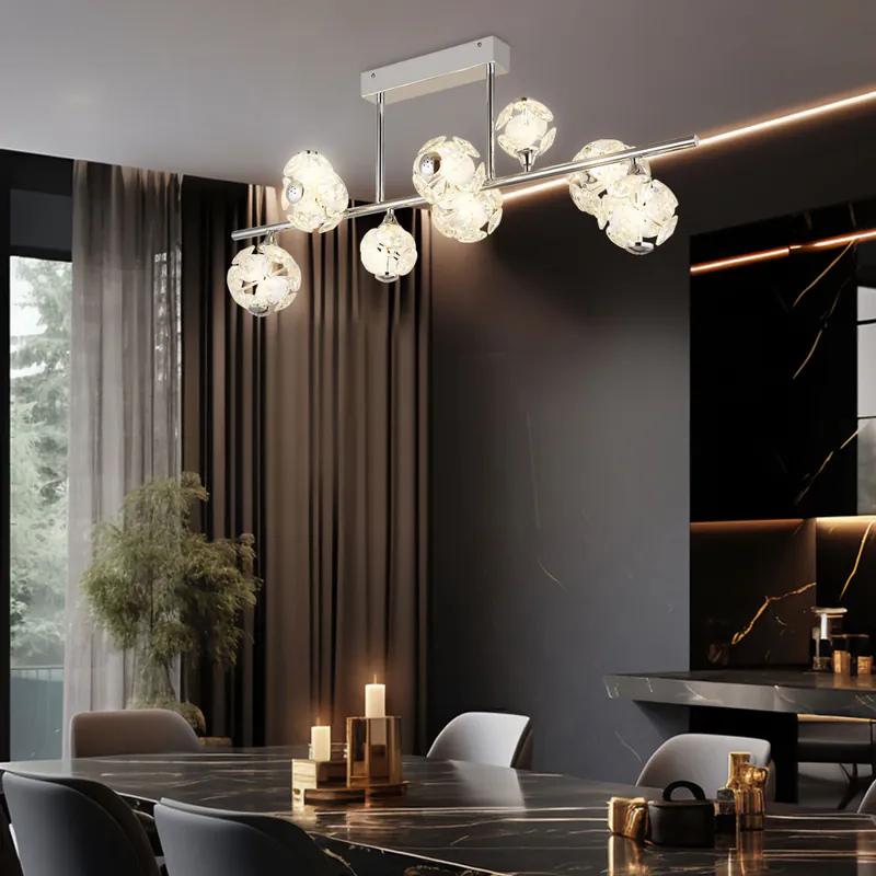 LED plafondlamp, chroom, kristallen, L 101 cm Betrouwbaar