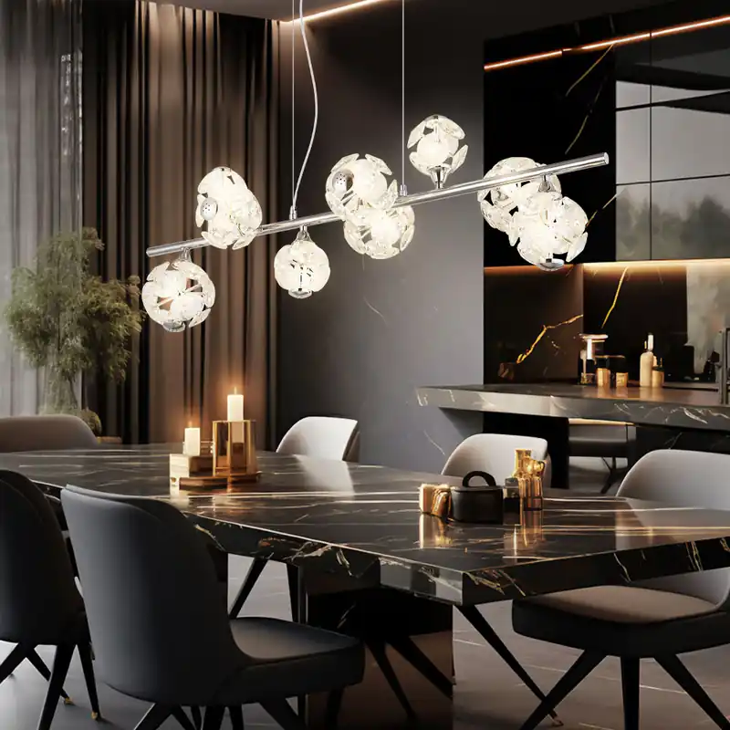 LED hanglamp, kristallen, bollen, chroom, L 101 cm Gratis Retour