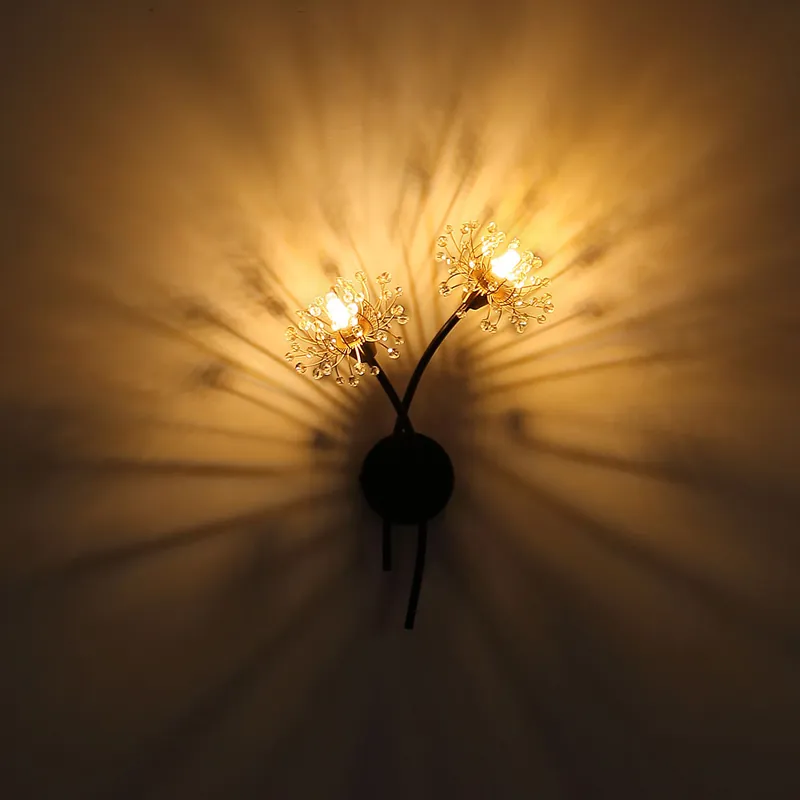 Merkproduct Wandlamp, kristallen, bloemen, goud, zwart, H 44,5 cm