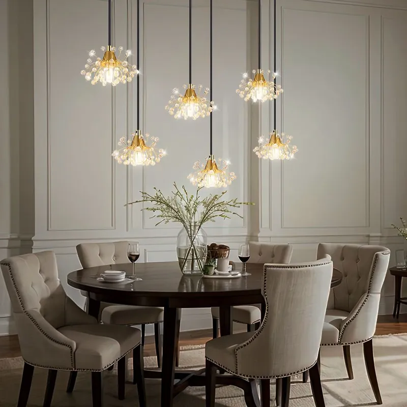Hanglamp, metaal, goudkleur, kristallen, L 77,5 cm Betrouwbaar