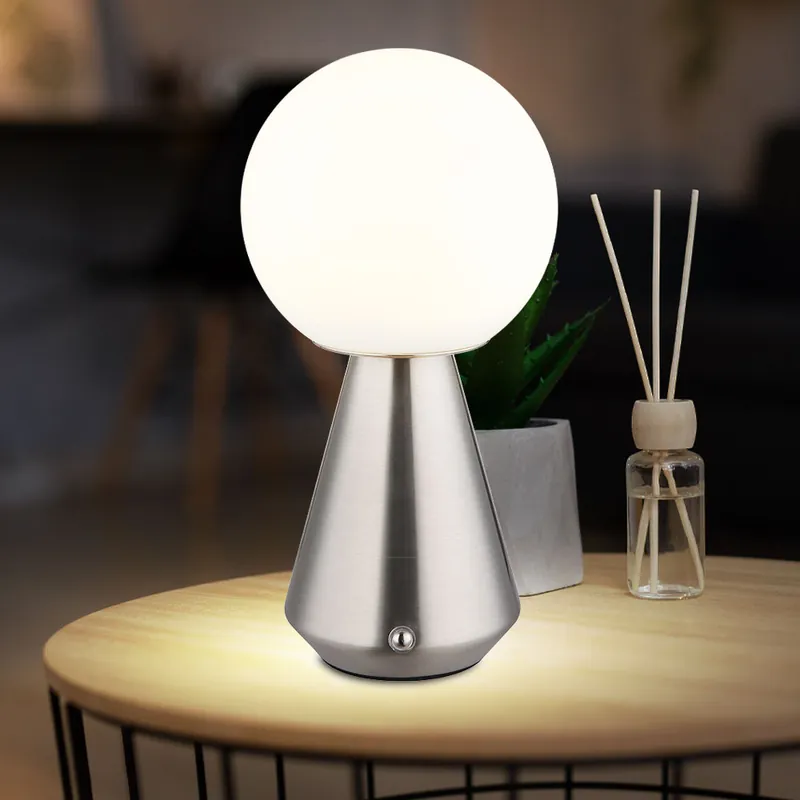 LED tafellamp, zilver, touch, dimbaar, H 23,5 cm Koop Vandaag