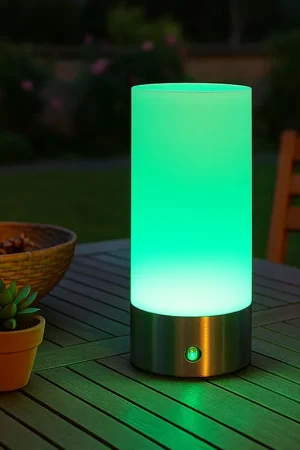 RGB LED tafellamp, voor buiten, touchdimmer, oplaadbare batterij, IP44, H 19 cm Betrouwbaar