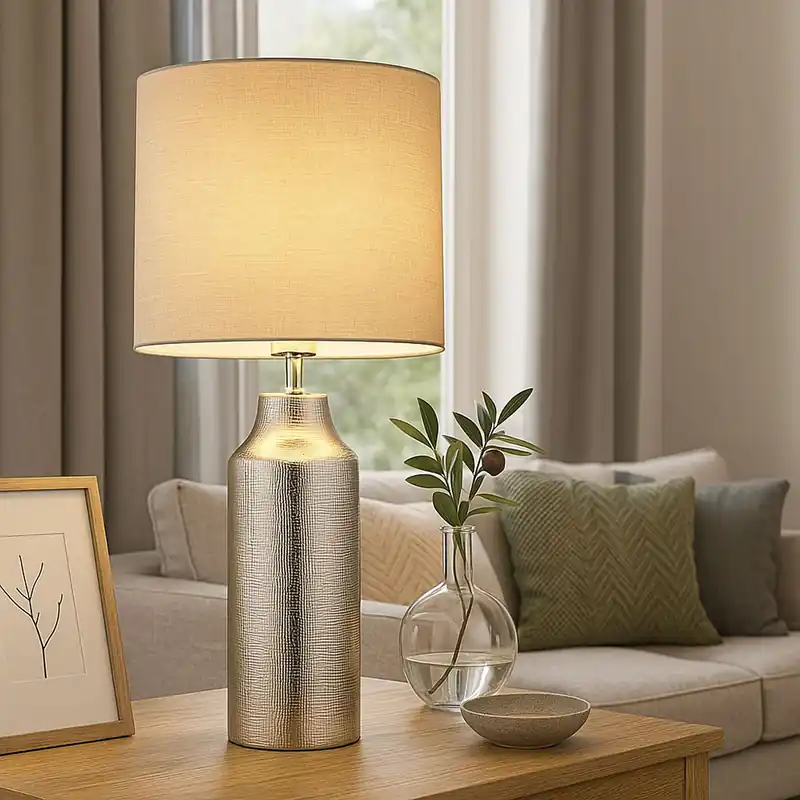 Nu Kopen Tafellamp, keramisch textiel, zilver, H 61 cm