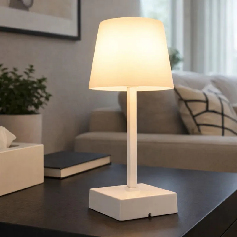 Korting LED tafellamp, wit, touch dimmer, oplaadbare batterij, H 25,5 cm