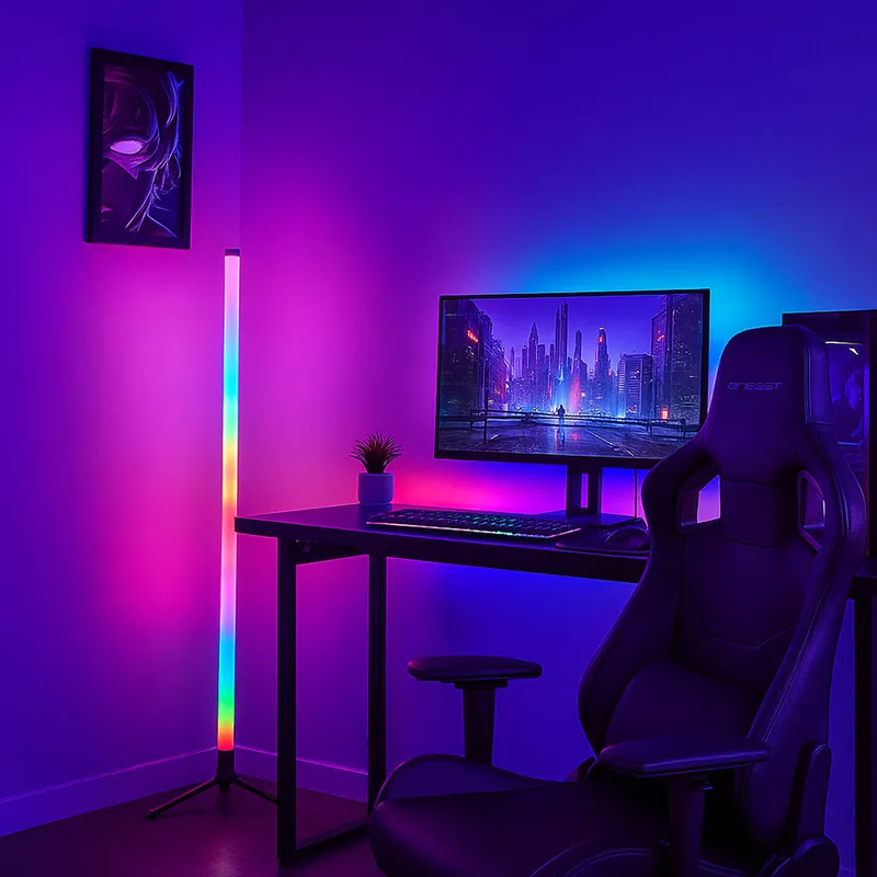 Aanbieding RGB LED vloerlamp, afstandsbediening, regenboog, USB, oplaadbare batterij