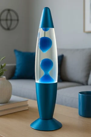 Voordeelprijs LED lavalamp, tafellamp, kleurrijk, blauw, H 33,9 cm