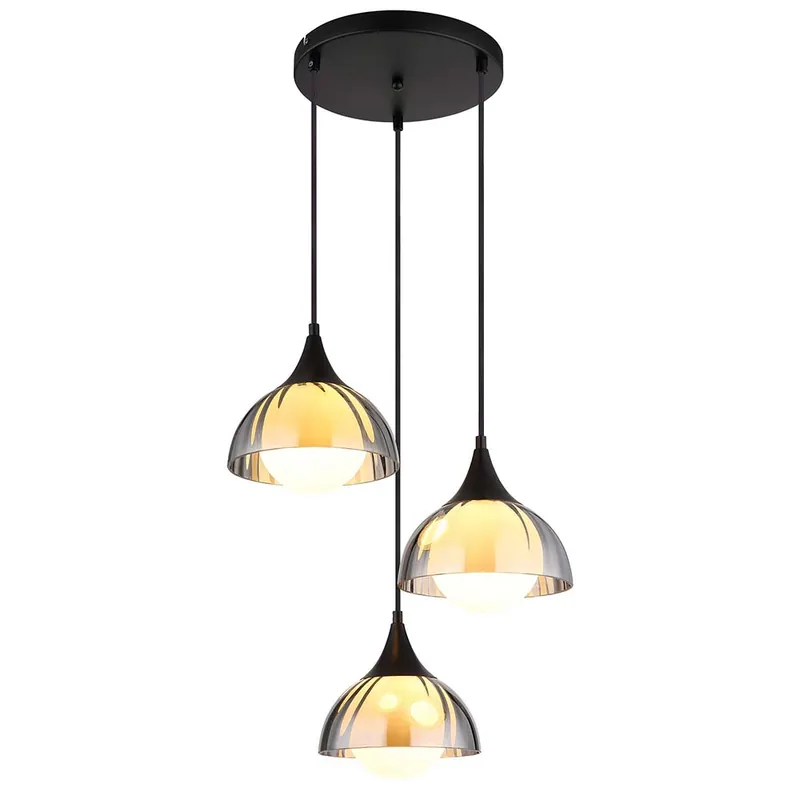 Hanglamp, 3-vlam, rookglas, zwart, D 39 cm Speciale Aanbieding