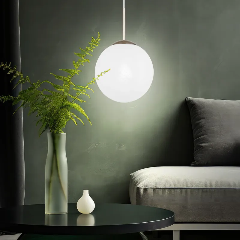 Hanglamp, glazen bol, albast, H 120 cm Seizoensaanbieding