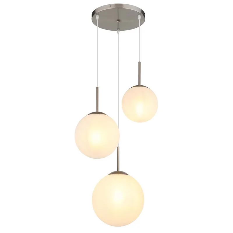 Lage Kosten Hanglamp, 3-vlam, glazen bol, albast, D 50 cm