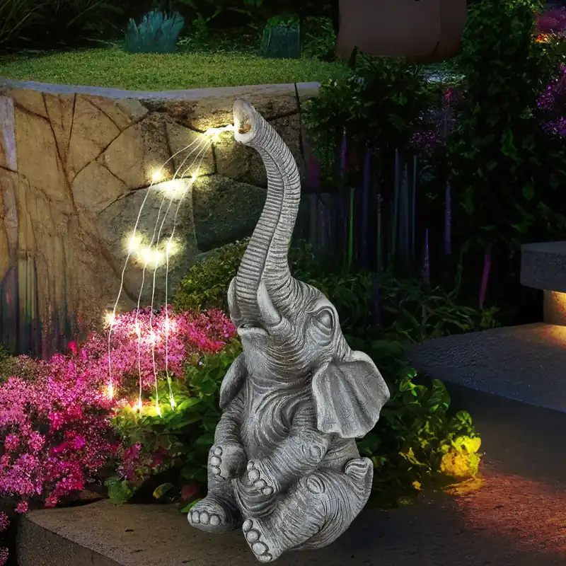 LED solarlamp, olifant, grijs, h 32,5 cm Direct Verzonden