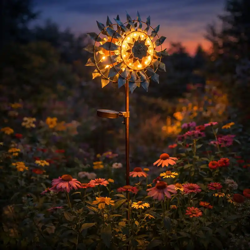 LED-zonnelicht, windmolen, gebroken glas metaal, goudblauw antiek, H 92 cm Alleen Vandaag