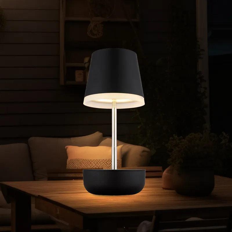 LED, solar tafellamp, roestvrij staal, zwart, verstelbaar, IP44, H 25 cm Gecertificeerd