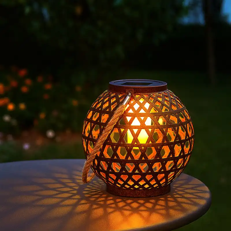 Aanbieding LED-zonnelicht, globe, vuureffect, lantaarn, H 36 cm