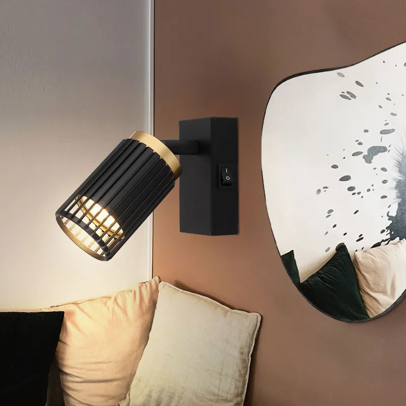 Wandspot, metaal, zwartgoud, verstelbaar, H 12 cm Aanbieding