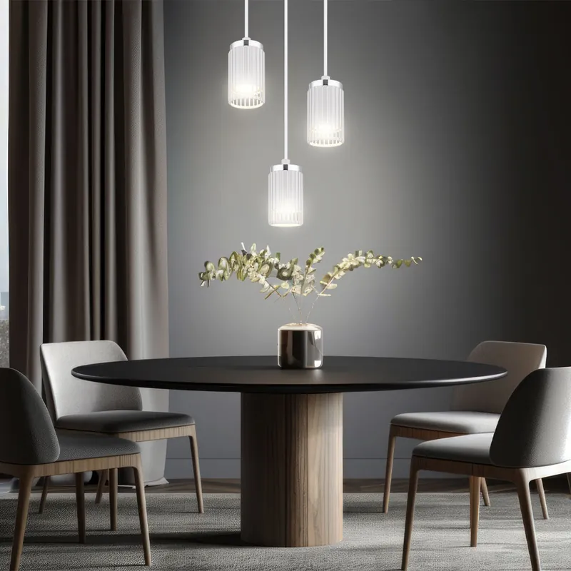 Hanglamp, metaal, wit chroom, H 115 cm Speciale Aanbieding