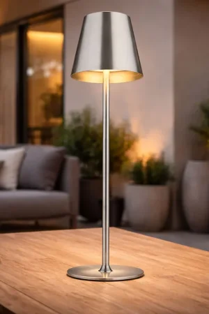 Superprijs LED tafellamp, zilver, touchdimmer, in hoogte verstelbaar, H 47 cm