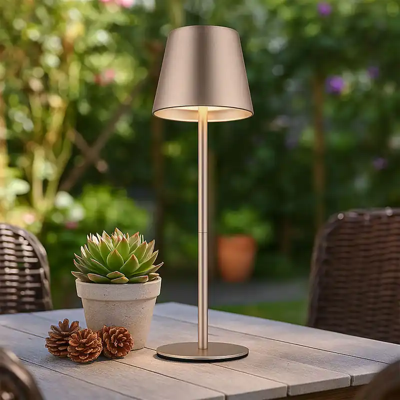 Bestseller LED tafellamp, champagne, oplaadbare batterij, touchdimmer, fles top