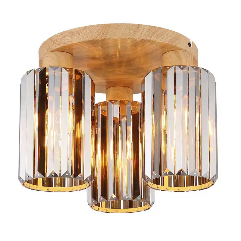 Plafondlamp, hout-effect K5 kristallen rook, H 25 cm Meest Verkocht