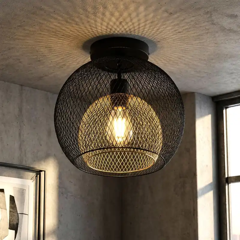 Plafondlamp, zwartgoud, rasterdesign, D 30 cm Korting