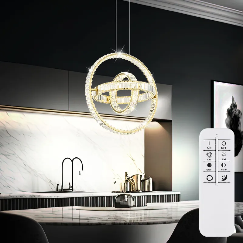 Finale Uitverkoop LED hanglamp, kristal, goud, afstandsbediening, L 50 cm