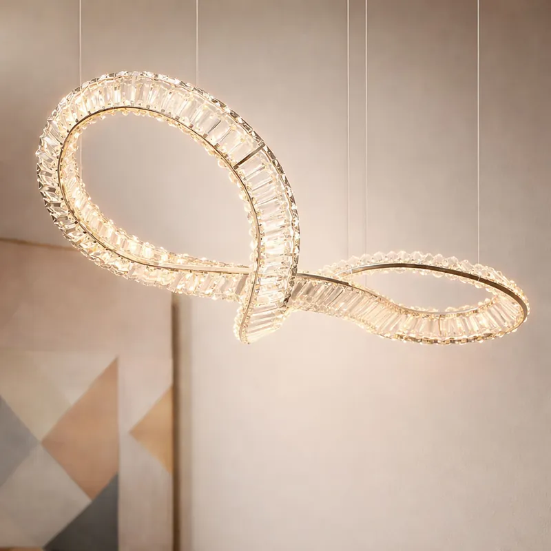 Laatste Versie LED hanglamp, kristallen, afstandsbediening, dimbaar, L 110 cm
