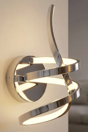 Actieprijs LED wandlamp, aluminium chroom, opaal, gebogen, H 35 cm