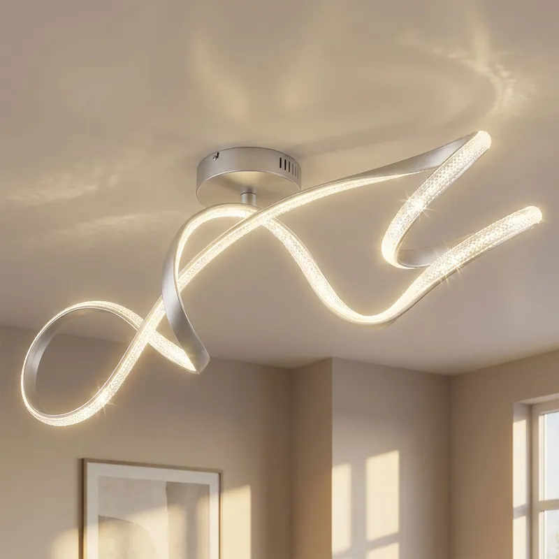 LED plafondlamp, nikkel, kristallen, L 90,8 cm Voordeelprijs