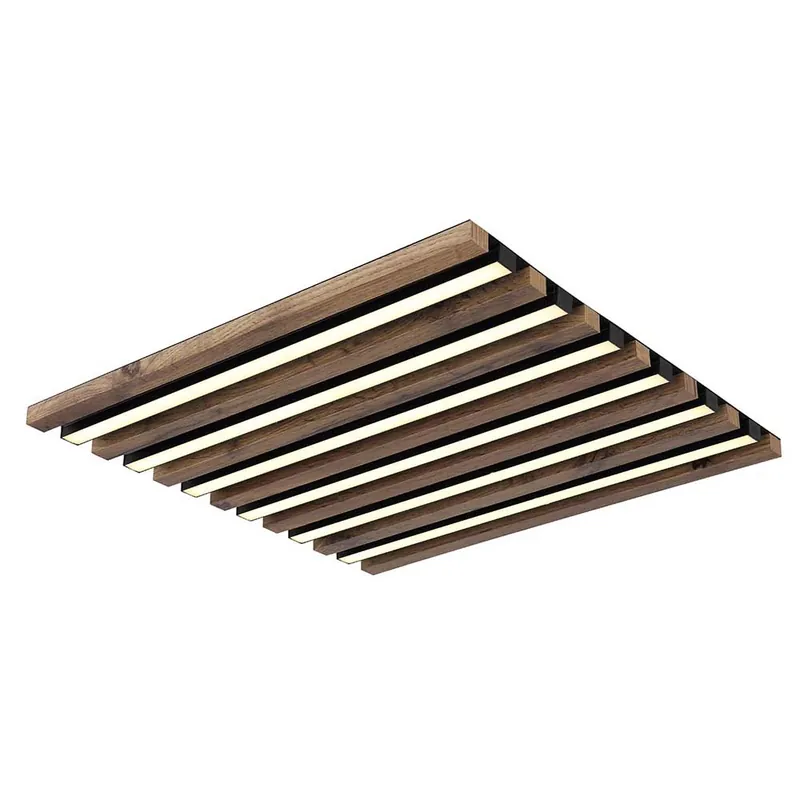 Koopje LED plafondlamp, houtlook, bruin, L 45 cm