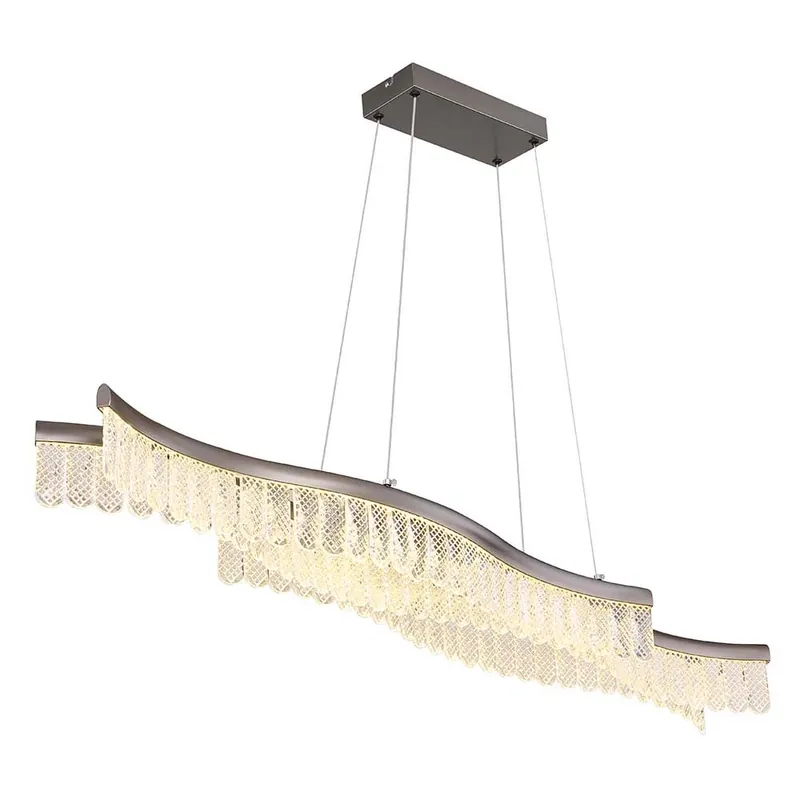 Korting LED hanglamp, grafiet, heldere kristallen, H 135 cm