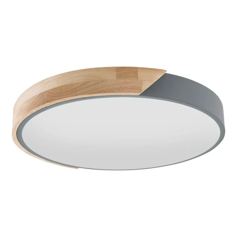 Must-Have LED plafondlamp, hout, grijsbruin, rond, D 31 cm