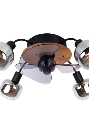 Actieprijs Plafondventilator, afstandsbediening, rookglas, zwart, D 48 cm
