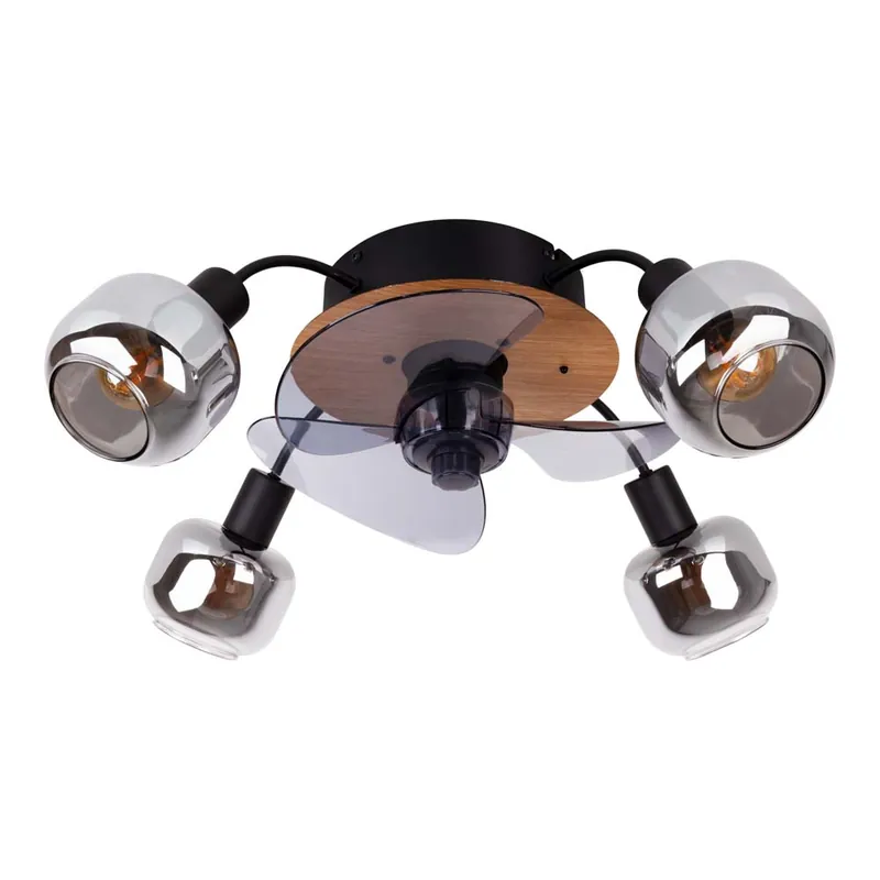 Actieprijs Plafondventilator, afstandsbediening, rookglas, zwart, D 48 cm
