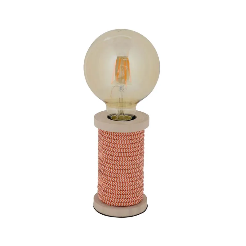 Tafellamp, oranje textiel, hout, E27, H 12 cm Gratis Retour