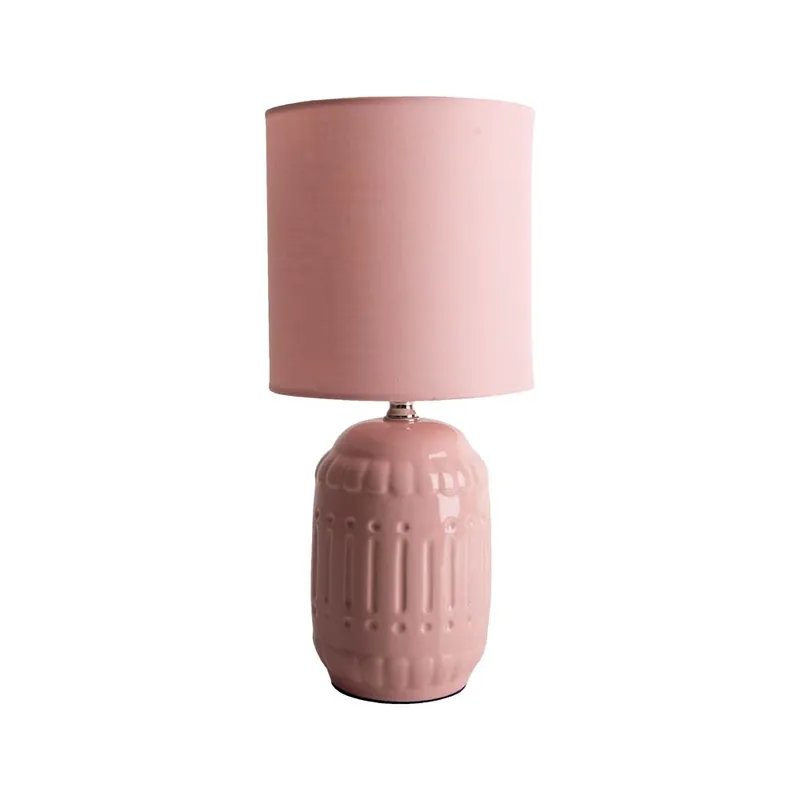 Tafellamp, keramisch textiel, zalm, H 30 cm Flitsaanbieding