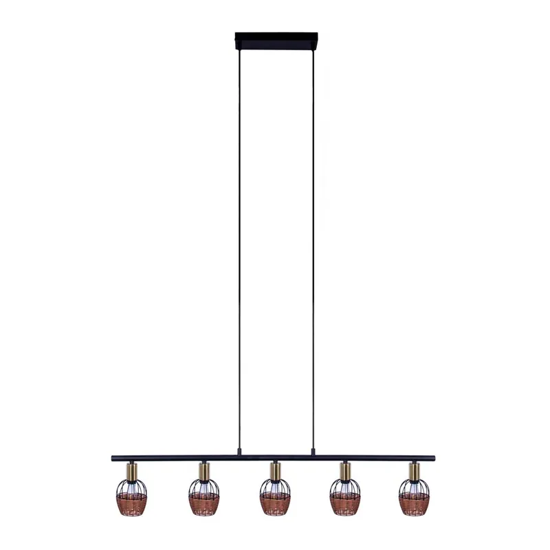 Direct Beschikbaar Hanglamp, metaal, naturel zwart, H 120 cm