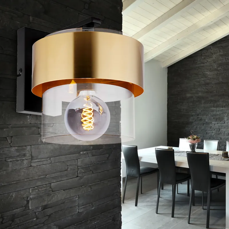 Uitverkoop Wandlamp, glas, naar beneden, zwart mat, smoke, messing ring