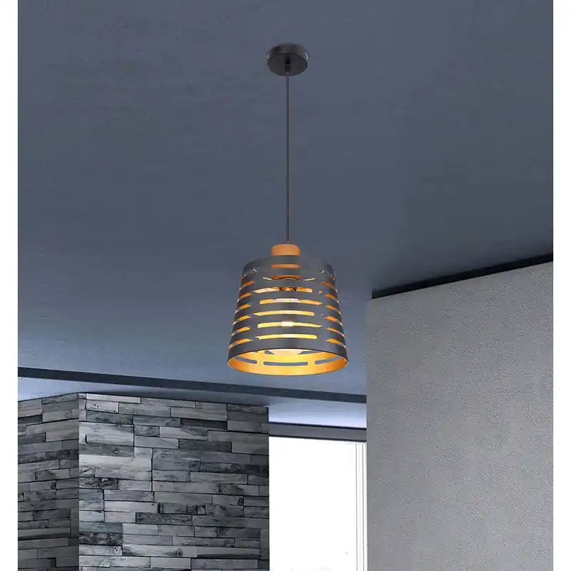 Hanglamp, decoratieve pons, hout, zwart, goud, H 120 cm Veilige Betaling